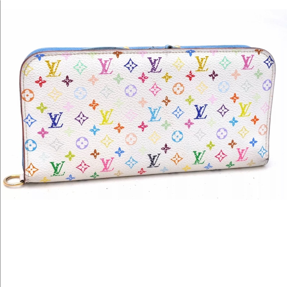 Louis Vuitton White Multicolor Takashi Murakami Zippy Wallet Authentic
